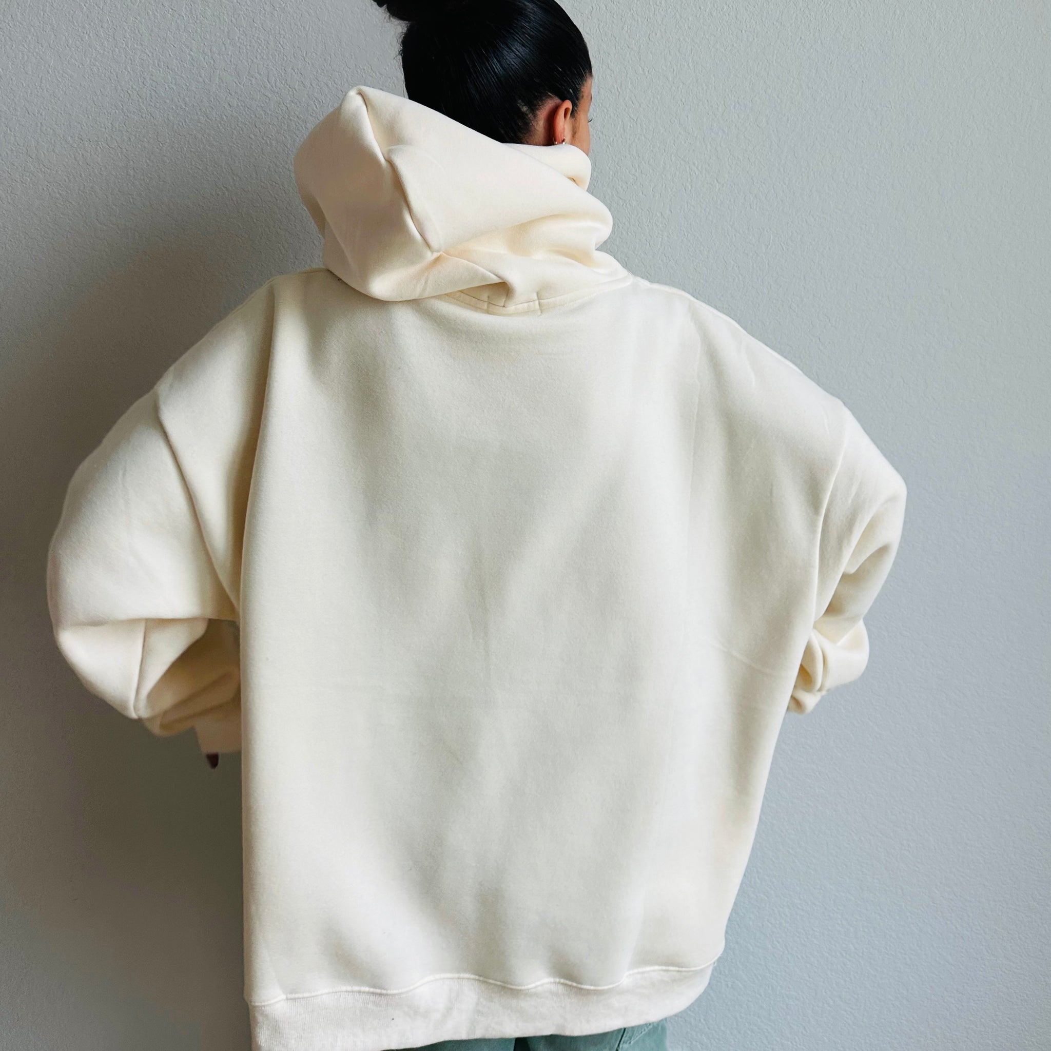 The Label Hoodie in “Ivory”