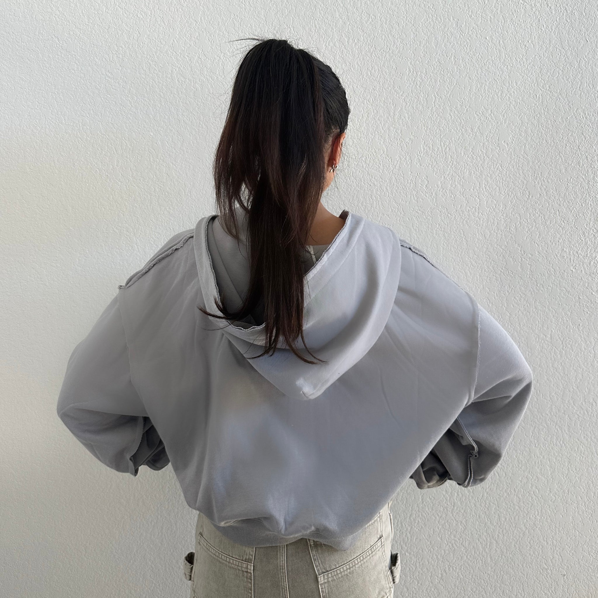 RUFFLE ZIP IN “CHARCOAL”