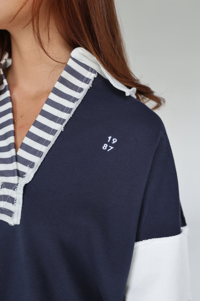 RUGBY POLO IN "NAVY" {LUXURY LINE}