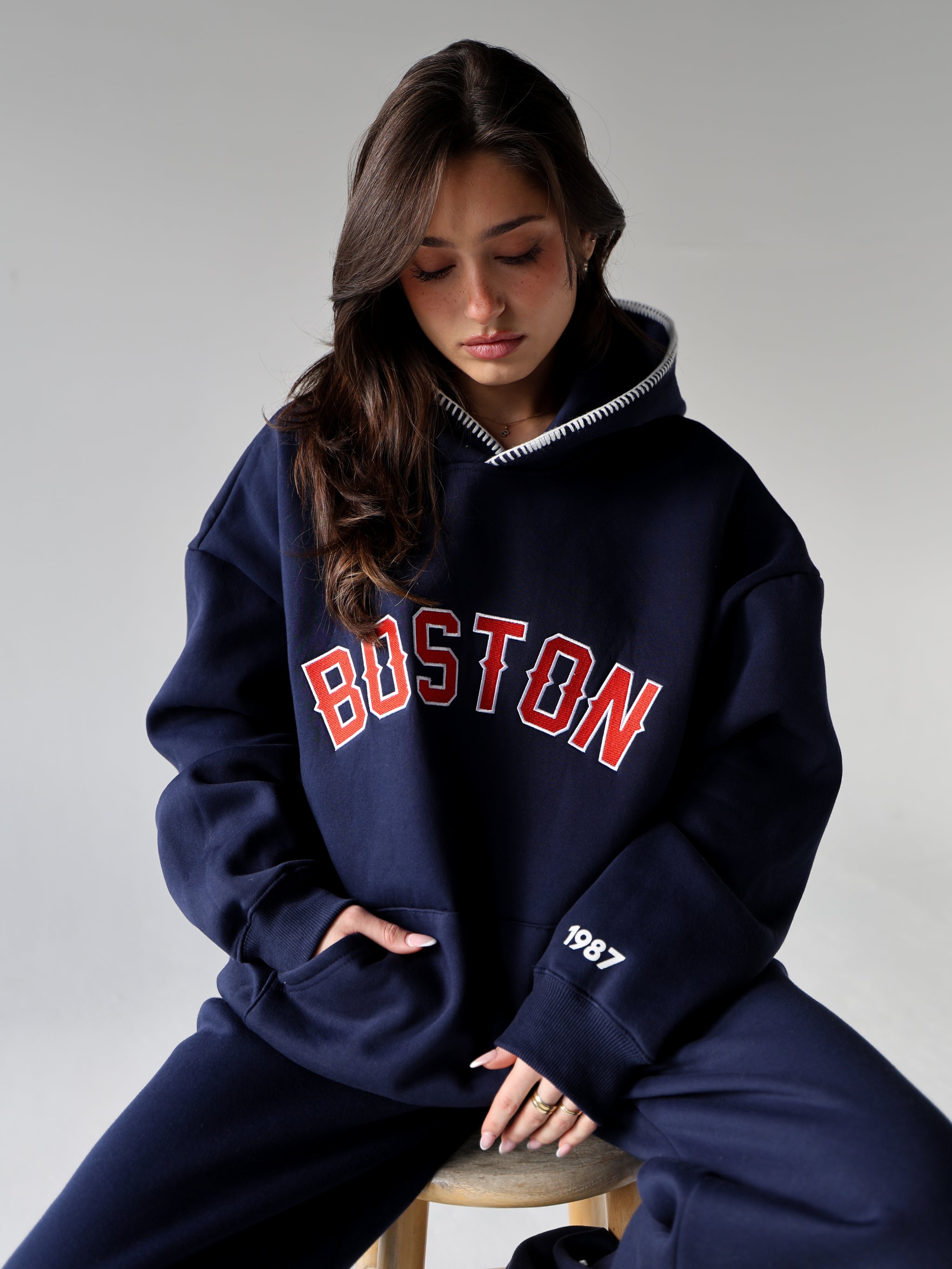 トップス thehighlights sweat' ink navy BANNER HOODIE IN 