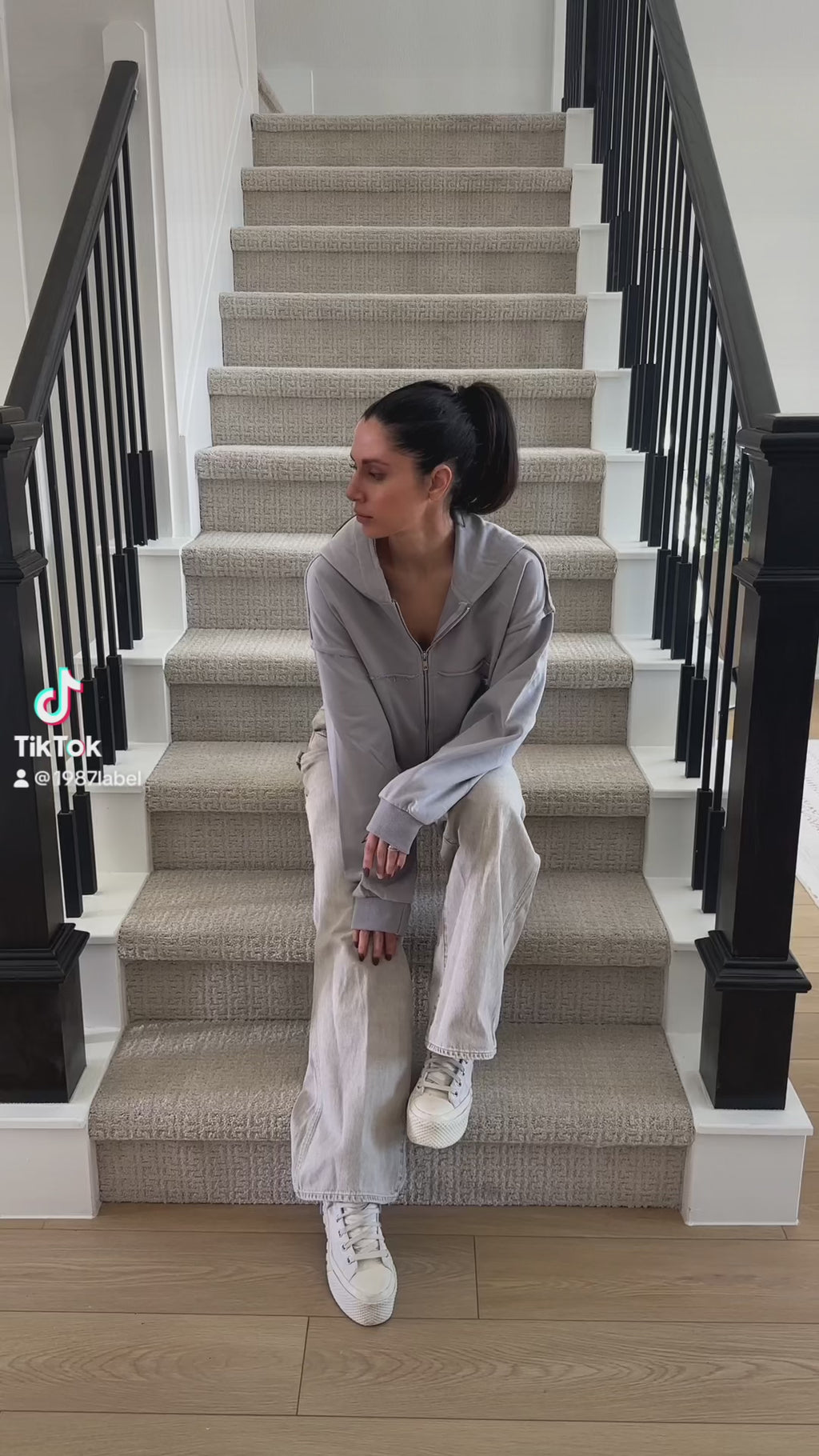 RUFFLE ZIP IN “CHARCOAL”